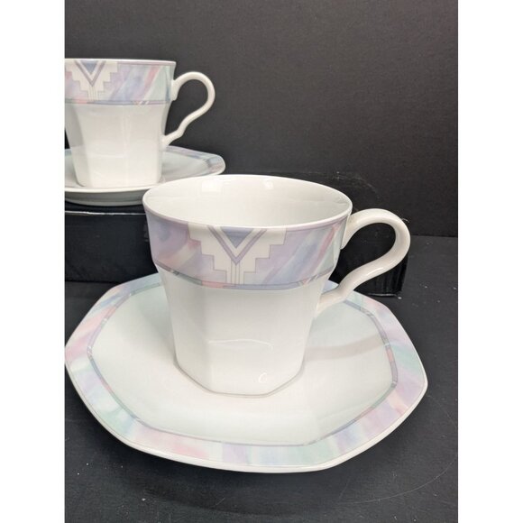 Vintage Savoir Vivre Celina Y0010 Octagonal 6 Oz Teacup with Saucer Set of 2 - Picture 4 of 9